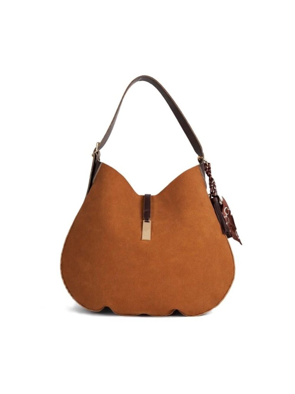 Brown Suede Hobo Bag for Women - Soft Vegan Leather Shoulder Bag,Slouchy
